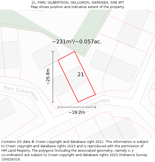 21, PARC GILBERTSON, GELLIGRON, SWANSEA, SA8 4PT: Plot and title map