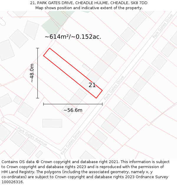 21, PARK GATES DRIVE, CHEADLE HULME, CHEADLE, SK8 7DD: Plot and title map