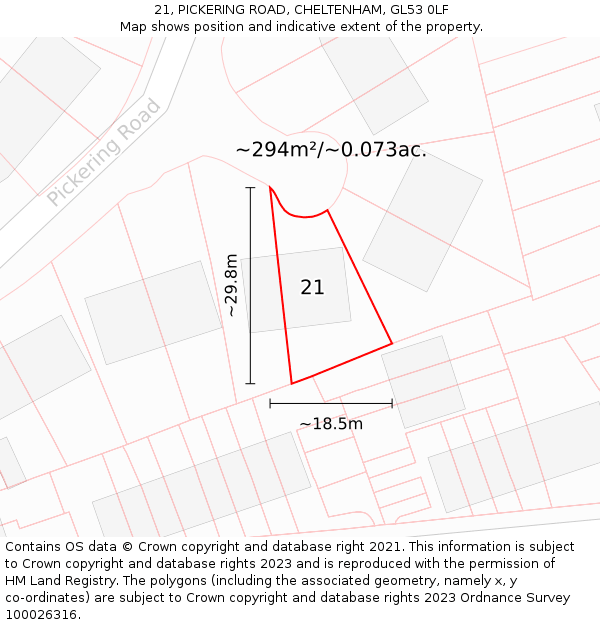 21, PICKERING ROAD, CHELTENHAM, GL53 0LF: Plot and title map