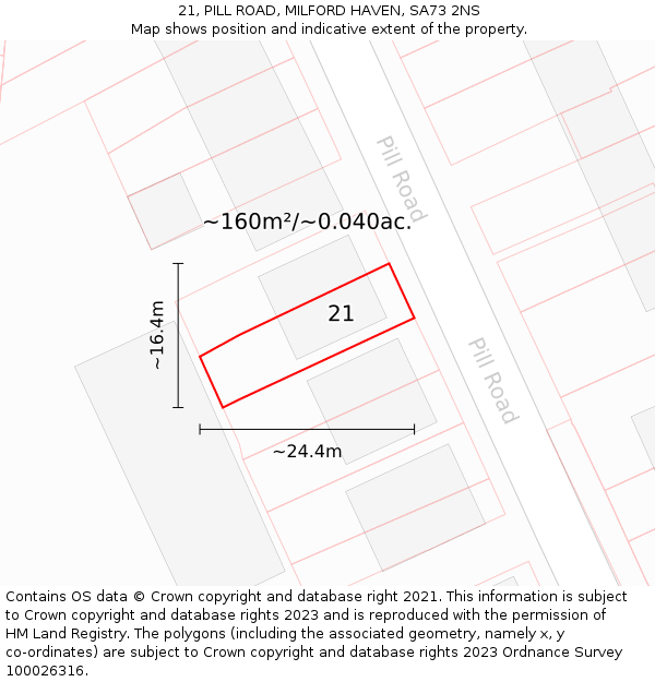 21, PILL ROAD, MILFORD HAVEN, SA73 2NS: Plot and title map