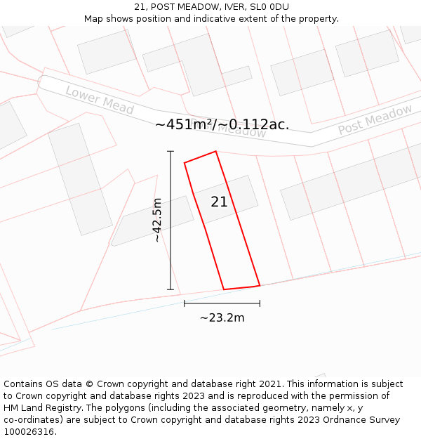 21, POST MEADOW, IVER, SL0 0DU: Plot and title map