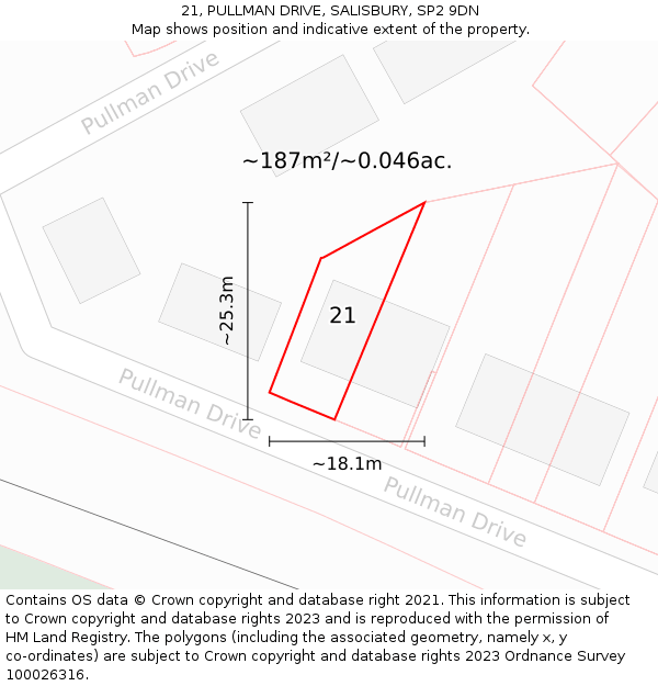 21, PULLMAN DRIVE, SALISBURY, SP2 9DN: Plot and title map