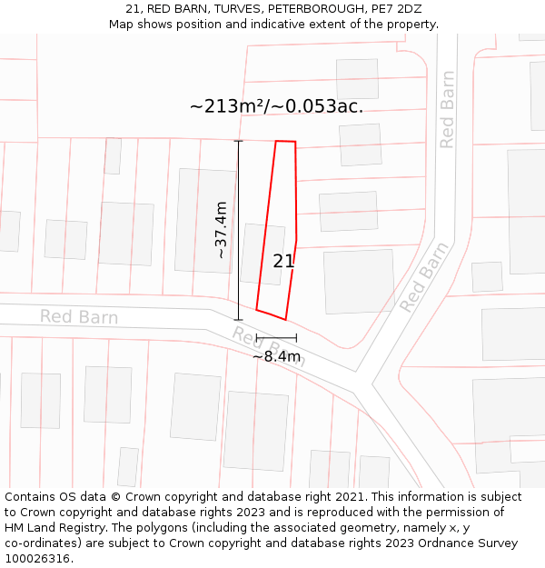 21, RED BARN, TURVES, PETERBOROUGH, PE7 2DZ: Plot and title map