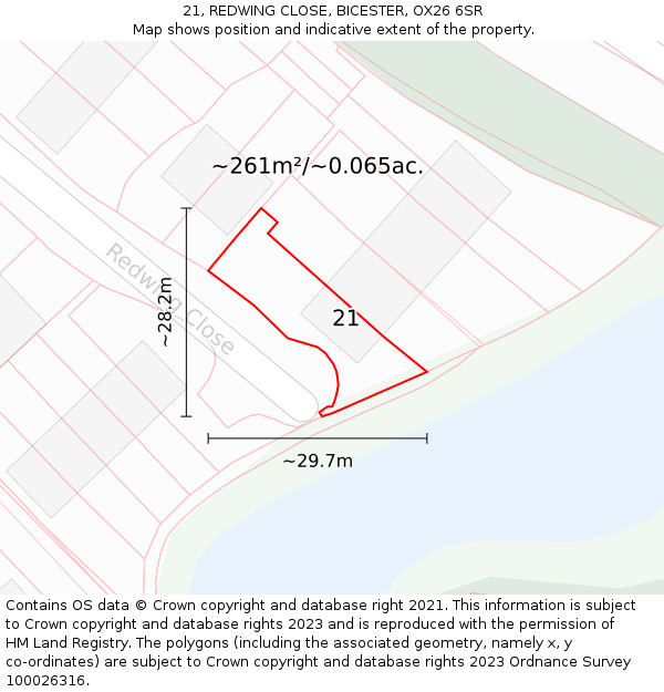 21, REDWING CLOSE, BICESTER, OX26 6SR: Plot and title map