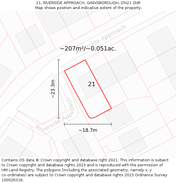 21, RIVERSIDE APPROACH, GAINSBOROUGH, DN21 2NR: Plot and title map