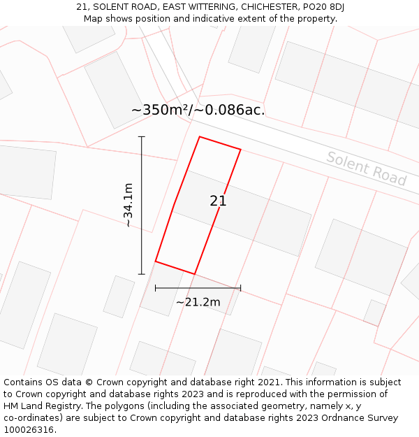 21, SOLENT ROAD, EAST WITTERING, CHICHESTER, PO20 8DJ: Plot and title map