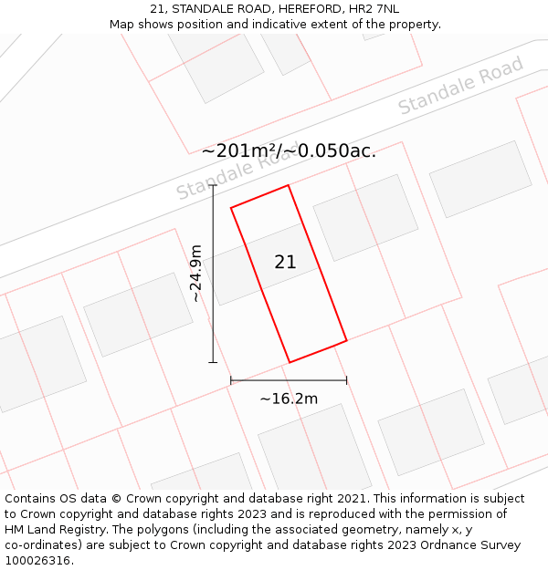 21, STANDALE ROAD, HEREFORD, HR2 7NL: Plot and title map