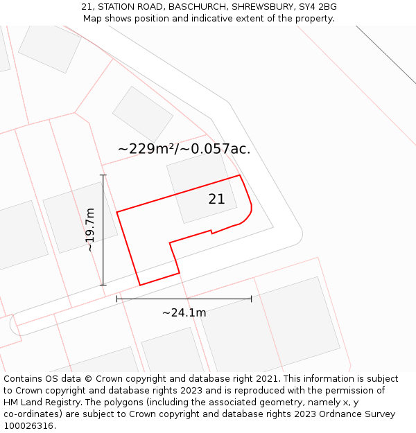 21, STATION ROAD, BASCHURCH, SHREWSBURY, SY4 2BG: Plot and title map