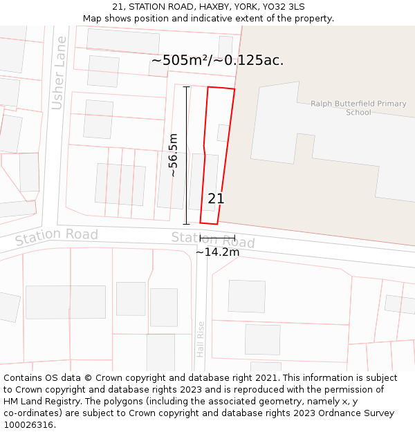 21, STATION ROAD, HAXBY, YORK, YO32 3LS: Plot and title map