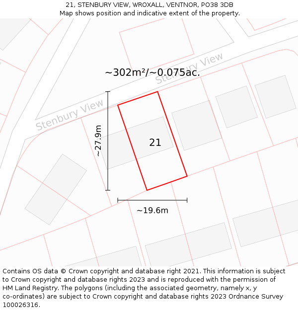 21, STENBURY VIEW, WROXALL, VENTNOR, PO38 3DB: Plot and title map