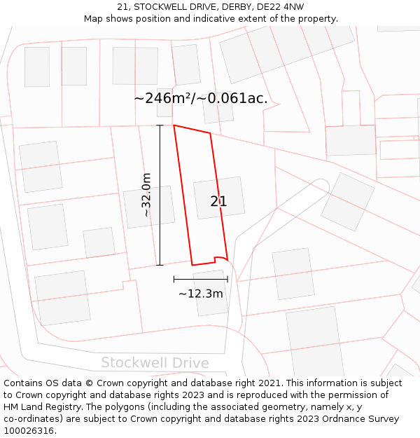 21, STOCKWELL DRIVE, DERBY, DE22 4NW: Plot and title map