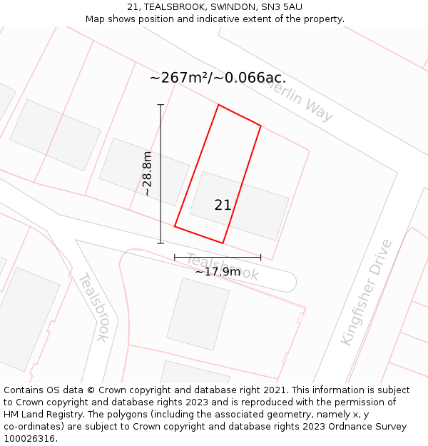 21, TEALSBROOK, SWINDON, SN3 5AU: Plot and title map