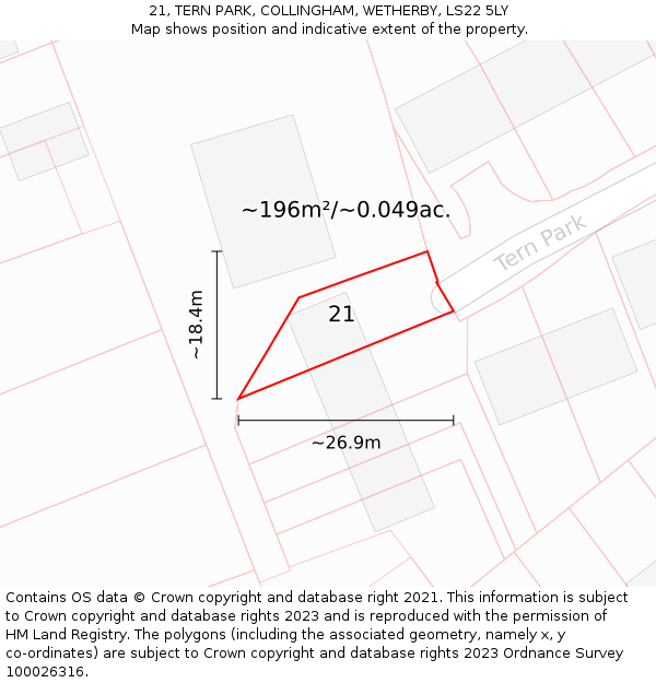21, TERN PARK, COLLINGHAM, WETHERBY, LS22 5LY: Plot and title map