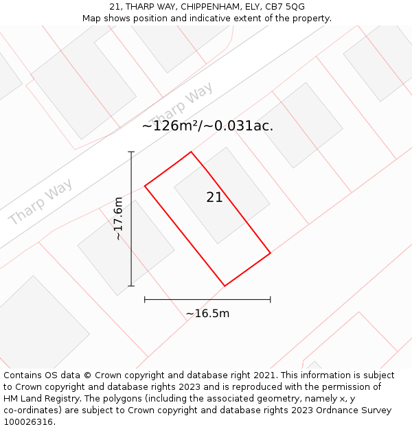 21, THARP WAY, CHIPPENHAM, ELY, CB7 5QG: Plot and title map