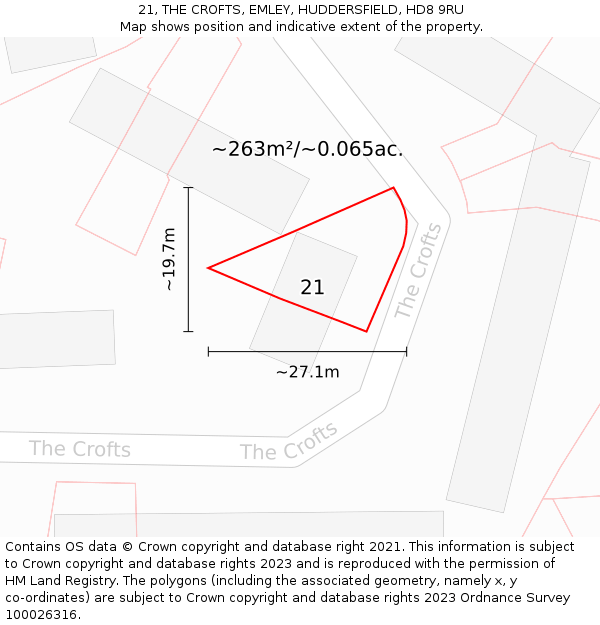 21, THE CROFTS, EMLEY, HUDDERSFIELD, HD8 9RU: Plot and title map