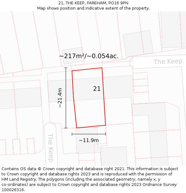 21, THE KEEP, FAREHAM, PO16 9PN: Plot and title map