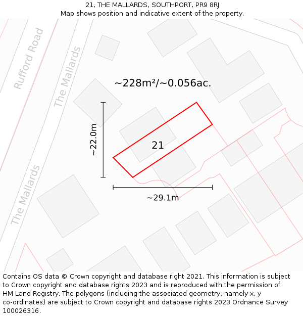 21, THE MALLARDS, SOUTHPORT, PR9 8RJ: Plot and title map