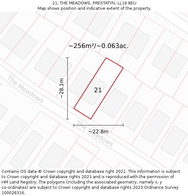 21, THE MEADOWS, PRESTATYN, LL19 8EU: Plot and title map
