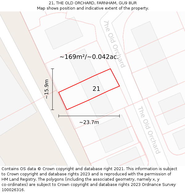 21, THE OLD ORCHARD, FARNHAM, GU9 8UR: Plot and title map