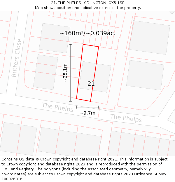 21, THE PHELPS, KIDLINGTON, OX5 1SP: Plot and title map