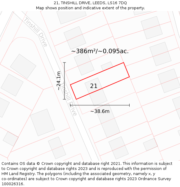 21, TINSHILL DRIVE, LEEDS, LS16 7DQ: Plot and title map