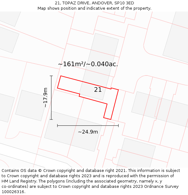 21, TOPAZ DRIVE, ANDOVER, SP10 3ED: Plot and title map