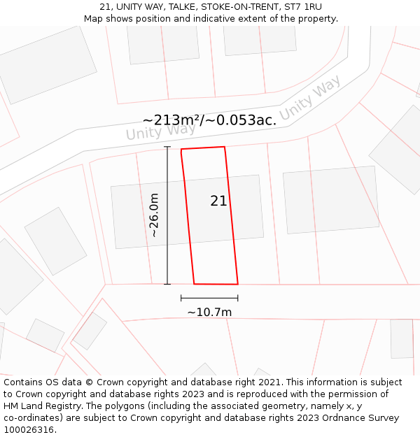 21, UNITY WAY, TALKE, STOKE-ON-TRENT, ST7 1RU: Plot and title map