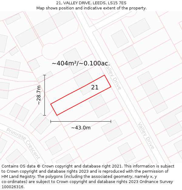 21, VALLEY DRIVE, LEEDS, LS15 7ES: Plot and title map
