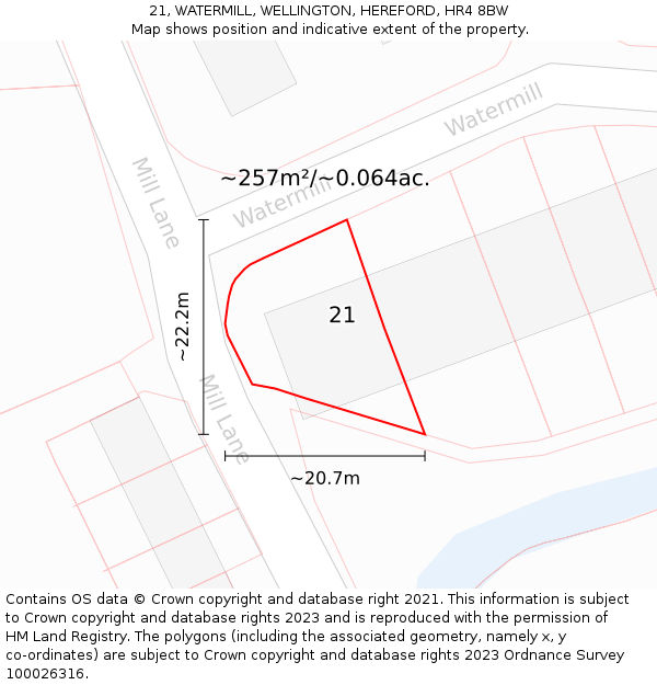 21, WATERMILL, WELLINGTON, HEREFORD, HR4 8BW: Plot and title map