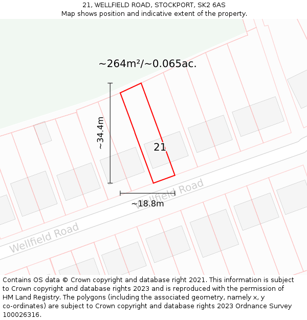21, WELLFIELD ROAD, STOCKPORT, SK2 6AS: Plot and title map