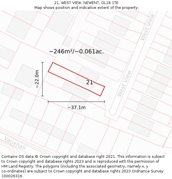 21, WEST VIEW, NEWENT, GL18 1TE: Plot and title map