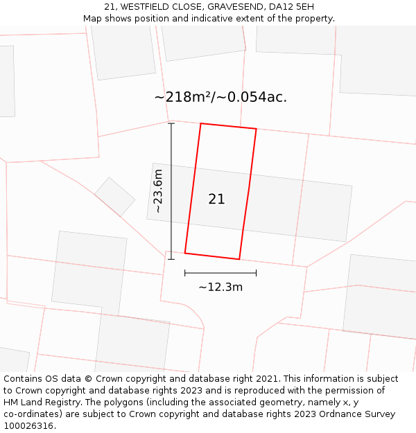 21, WESTFIELD CLOSE, GRAVESEND, DA12 5EH: Plot and title map