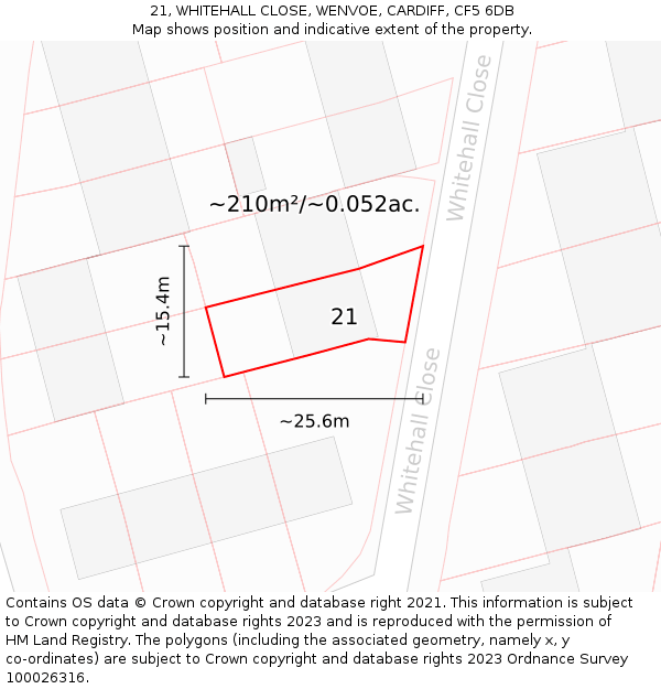 21, WHITEHALL CLOSE, WENVOE, CARDIFF, CF5 6DB: Plot and title map