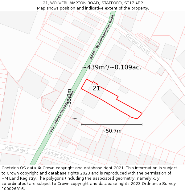 21, WOLVERHAMPTON ROAD, STAFFORD, ST17 4BP: Plot and title map