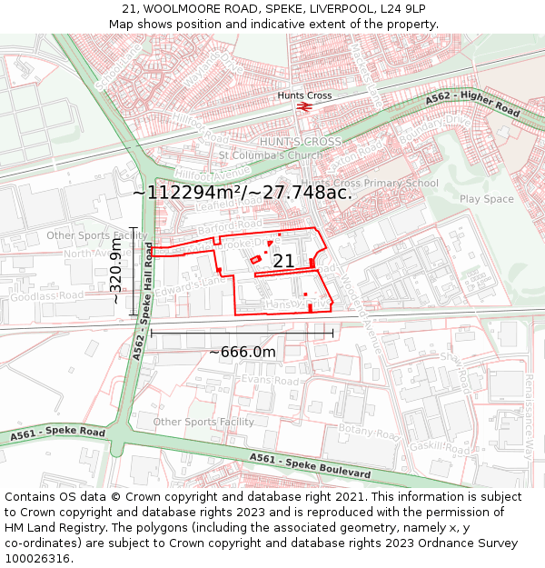 21, WOOLMOORE ROAD, SPEKE, LIVERPOOL, L24 9LP: Plot and title map