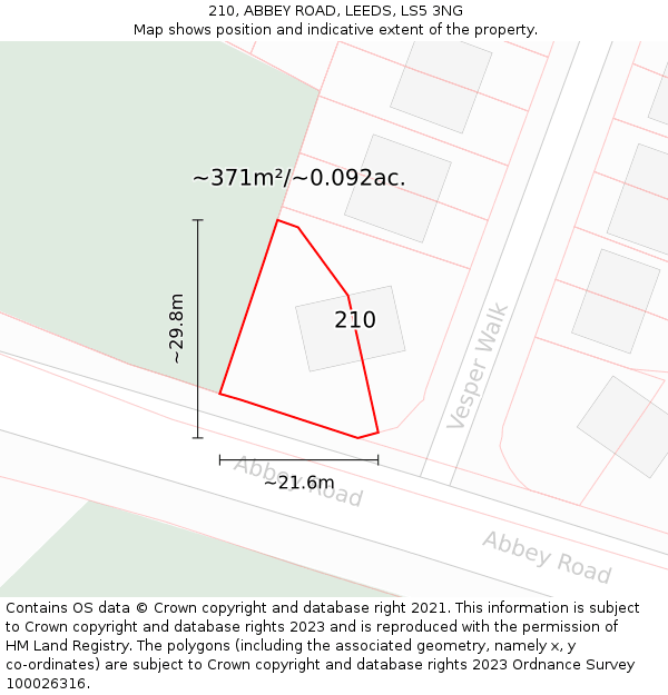210, ABBEY ROAD, LEEDS, LS5 3NG: Plot and title map