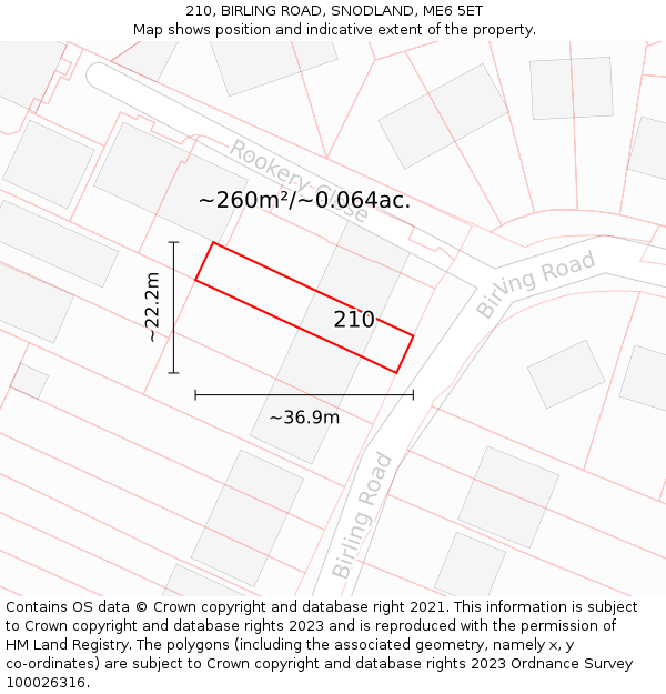 210, BIRLING ROAD, SNODLAND, ME6 5ET: Plot and title map