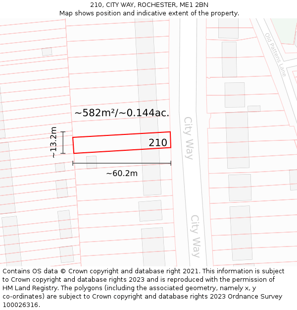 210, CITY WAY, ROCHESTER, ME1 2BN: Plot and title map