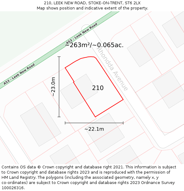 210, LEEK NEW ROAD, STOKE-ON-TRENT, ST6 2LX: Plot and title map