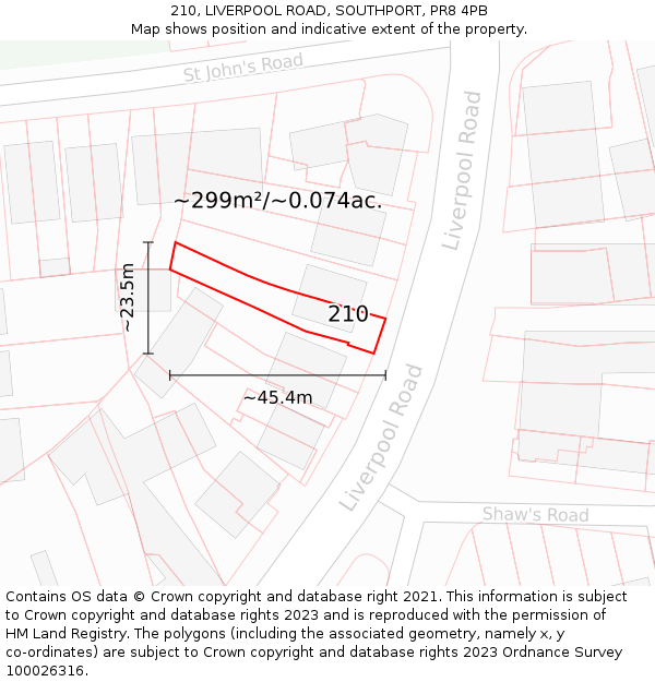 210, LIVERPOOL ROAD, SOUTHPORT, PR8 4PB: Plot and title map