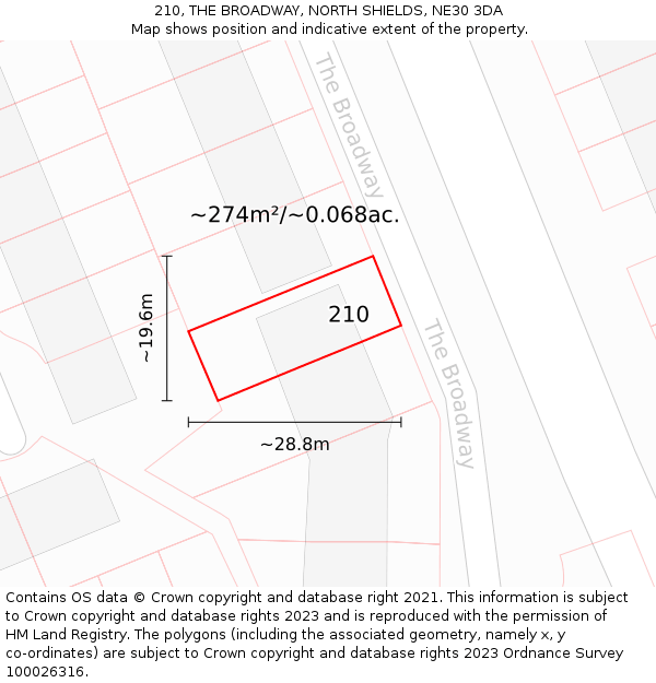 210, THE BROADWAY, NORTH SHIELDS, NE30 3DA: Plot and title map