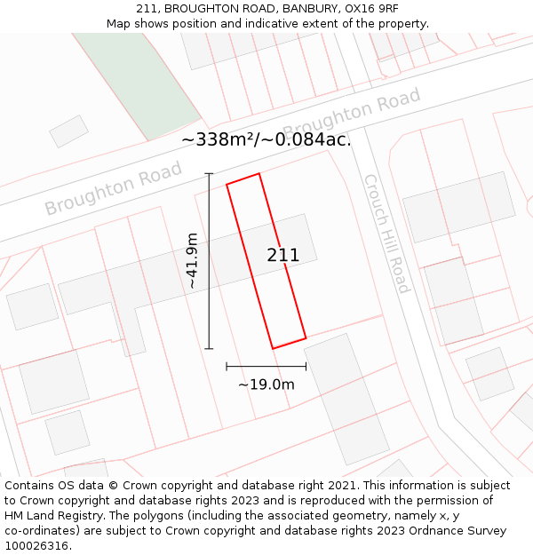 211, BROUGHTON ROAD, BANBURY, OX16 9RF: Plot and title map