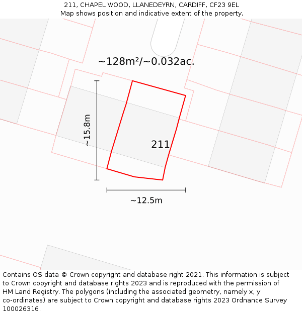 211, CHAPEL WOOD, LLANEDEYRN, CARDIFF, CF23 9EL: Plot and title map