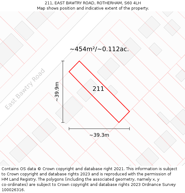 211, EAST BAWTRY ROAD, ROTHERHAM, S60 4LH: Plot and title map