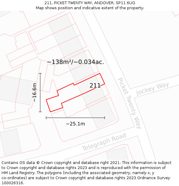 211, PICKET TWENTY WAY, ANDOVER, SP11 6UG: Plot and title map