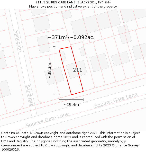 211, SQUIRES GATE LANE, BLACKPOOL, FY4 2NH: Plot and title map