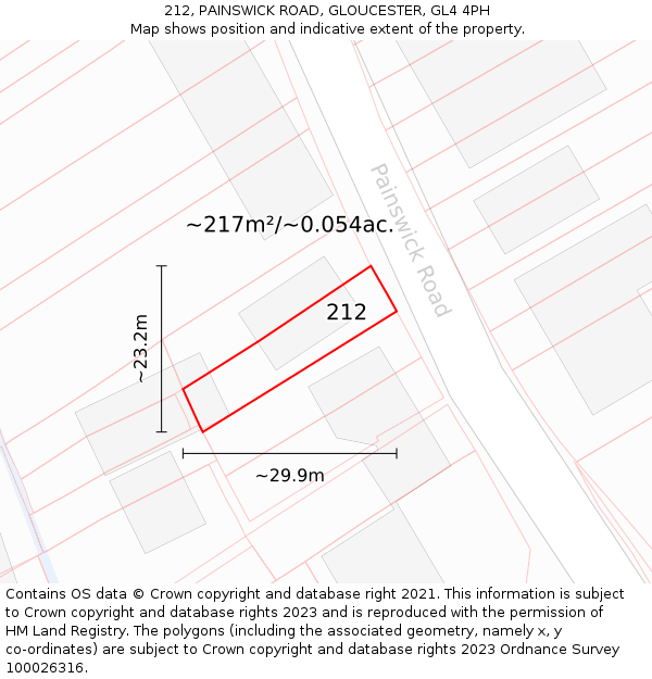 212, PAINSWICK ROAD, GLOUCESTER, GL4 4PH: Plot and title map