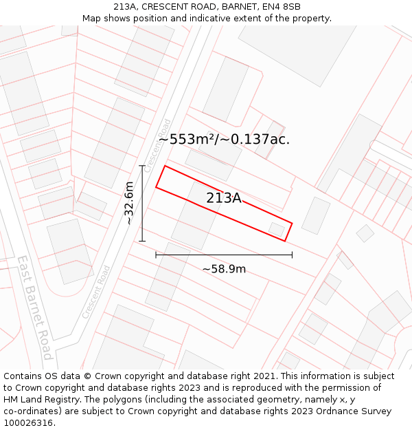 213A, CRESCENT ROAD, BARNET, EN4 8SB: Plot and title map