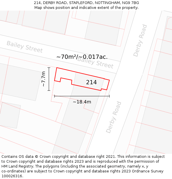 214, DERBY ROAD, STAPLEFORD, NOTTINGHAM, NG9 7BG: Plot and title map
