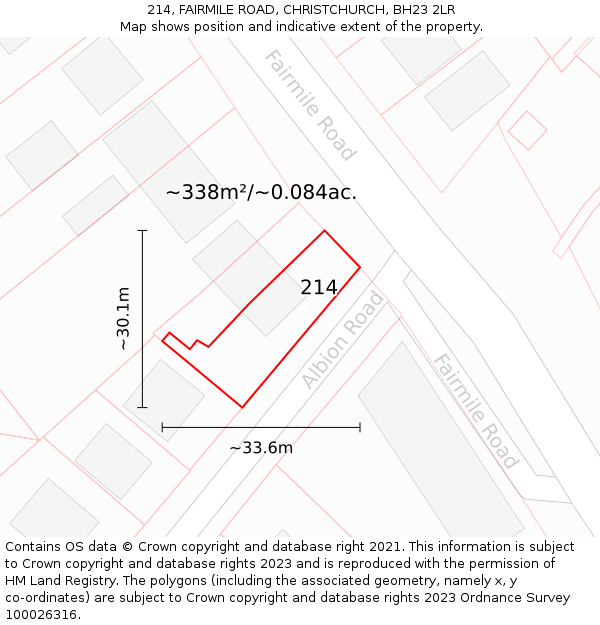 214, FAIRMILE ROAD, CHRISTCHURCH, BH23 2LR: Plot and title map